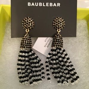 Black and clear tassel Baublebar earrings